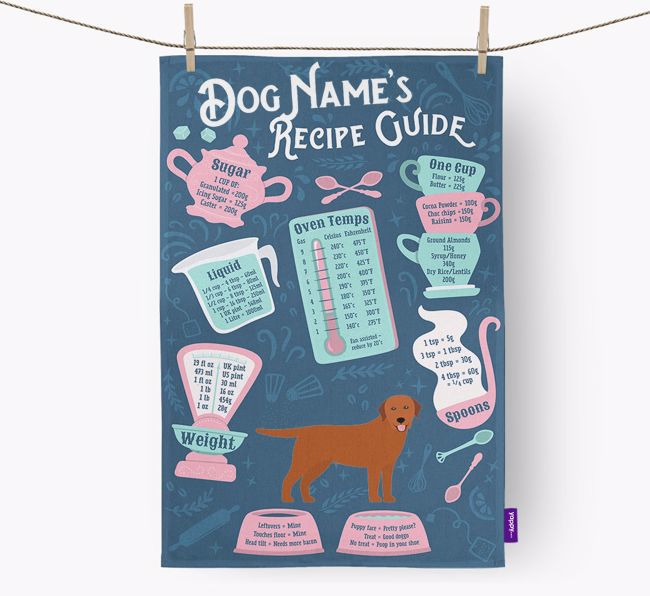 'Recipe Measurements Guide' - Personalized {breedFullName} Tea Towel